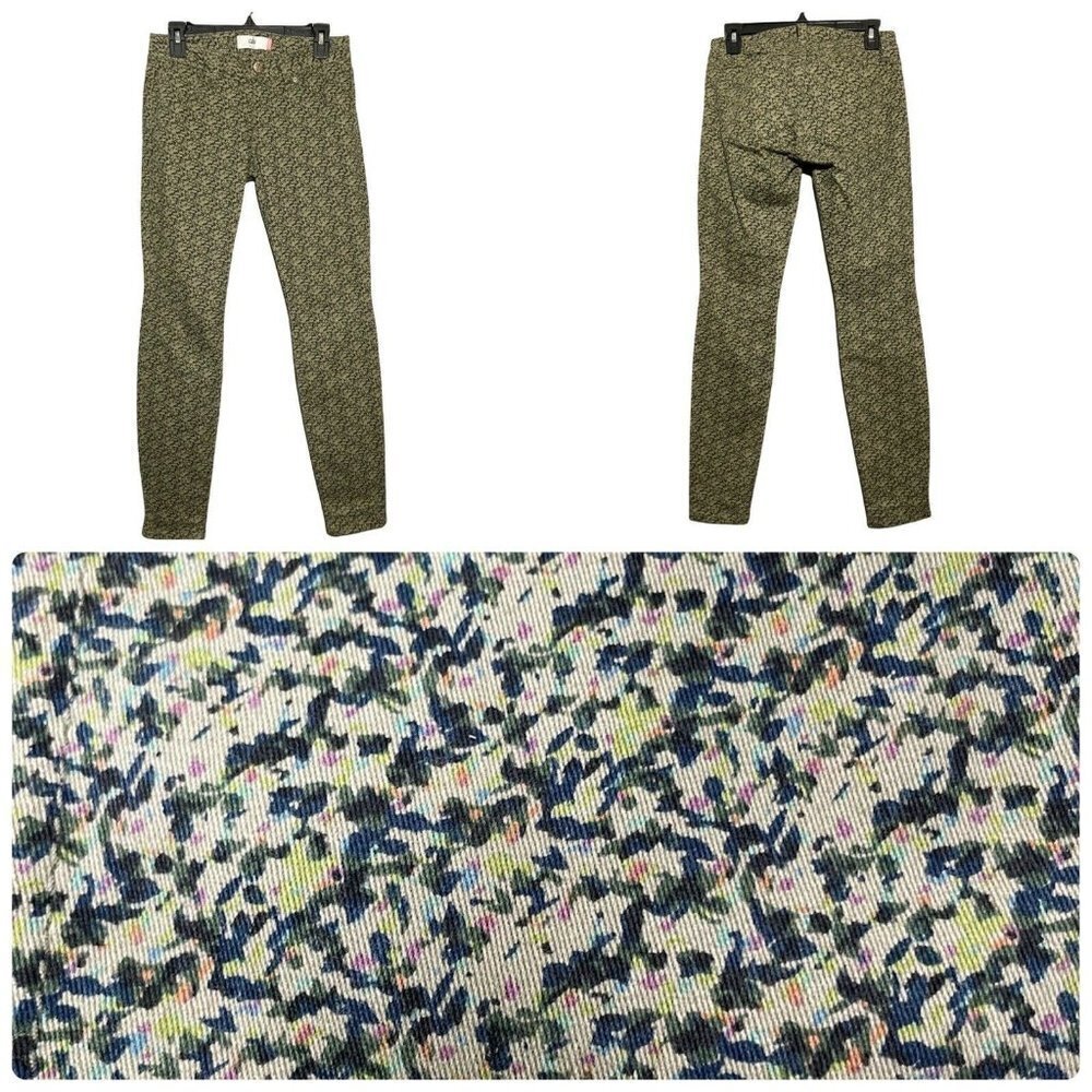 Cabi Skinny Jeans Pants Women Size 2 Green Pattern Modern Camouflage Camo Casual